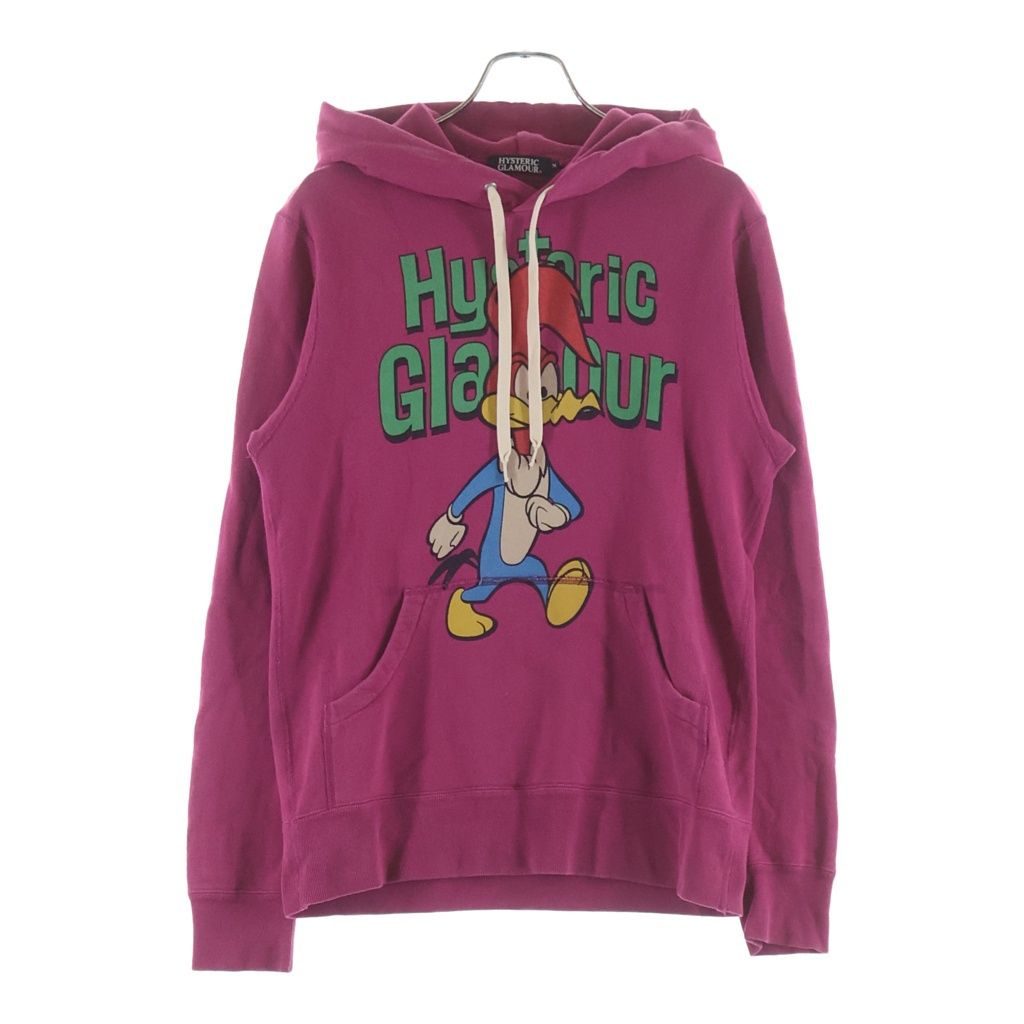 HYSTERIC GLAMOUR (ヒステリックグラマー) ウッドペッド フロントプリント プルオーバースウェットパーカー ピンク