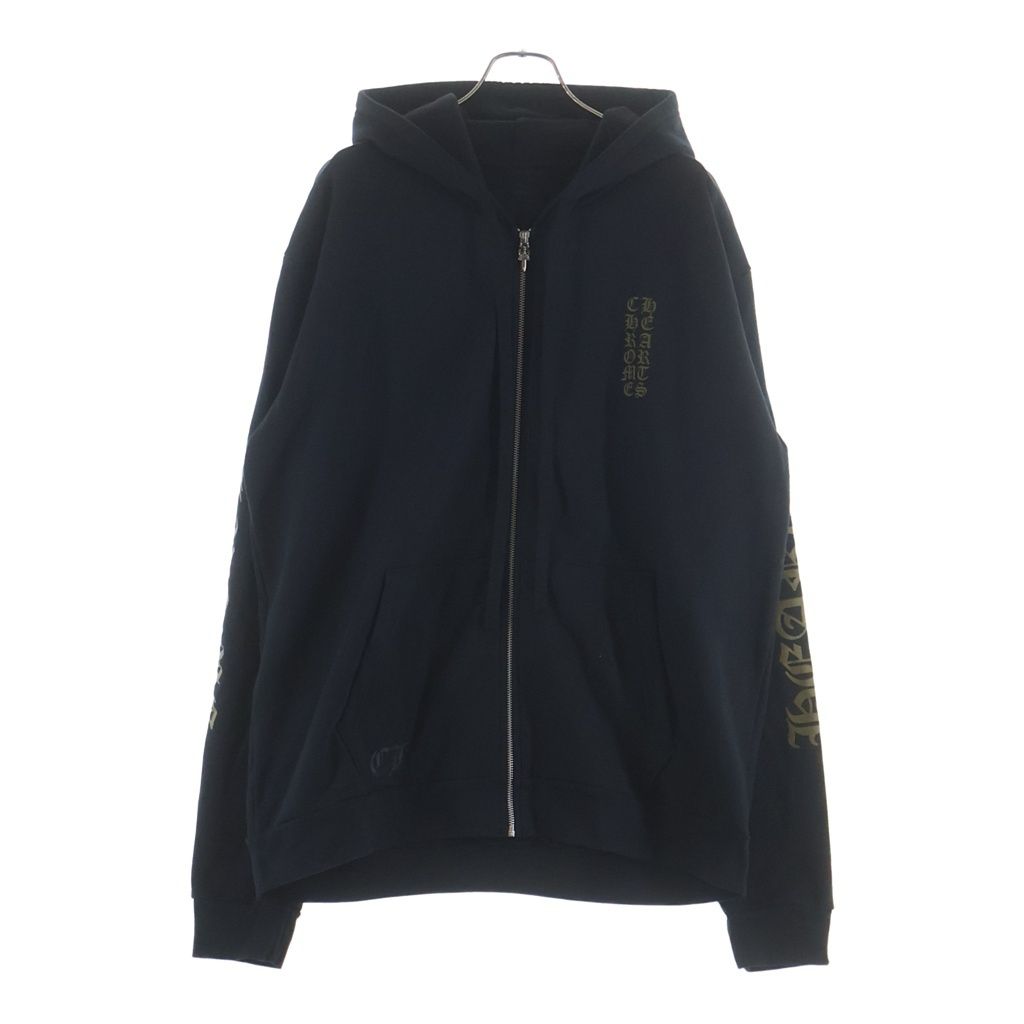 CHROME HEARTS (クロムハーツ) Vertical Logo Zip Up Hoodie バーティカルロゴジップアップパーカー フーディー ブラック