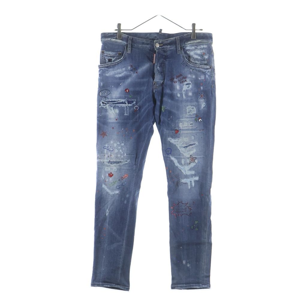 DSQUARED2 (ディースクエアード) 21SS SKATER JEAN スケータージーンズ ダメージ加工 デニムパンツ インディゴ S74LB0922 S30708
