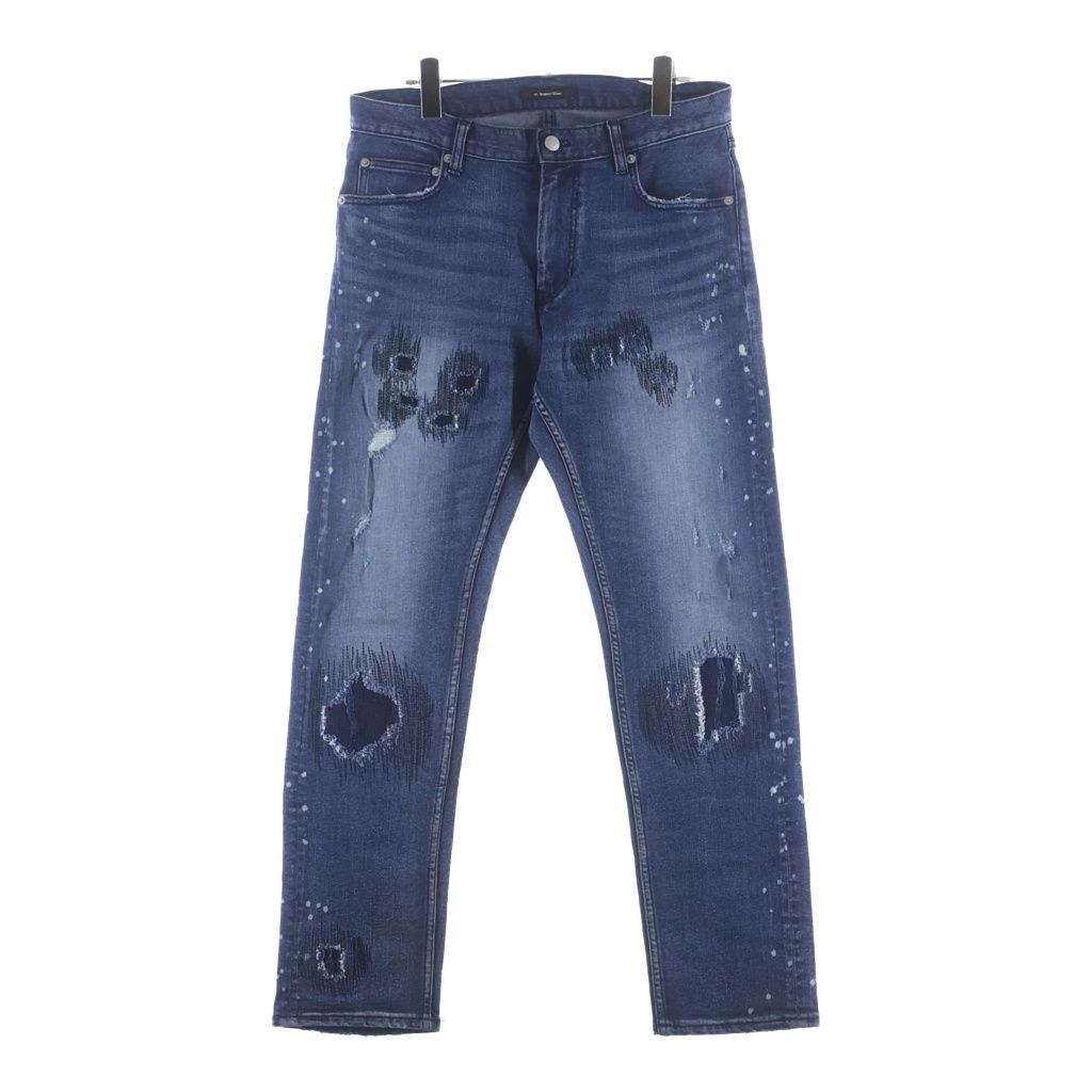 NUMBER (N)INE (ナンバーナイン) CLASH SLIM TAPERED DENIM PANTS ジップフライ クラッシュ スリムテーパードスリムパンツ インディゴ NMBpt747