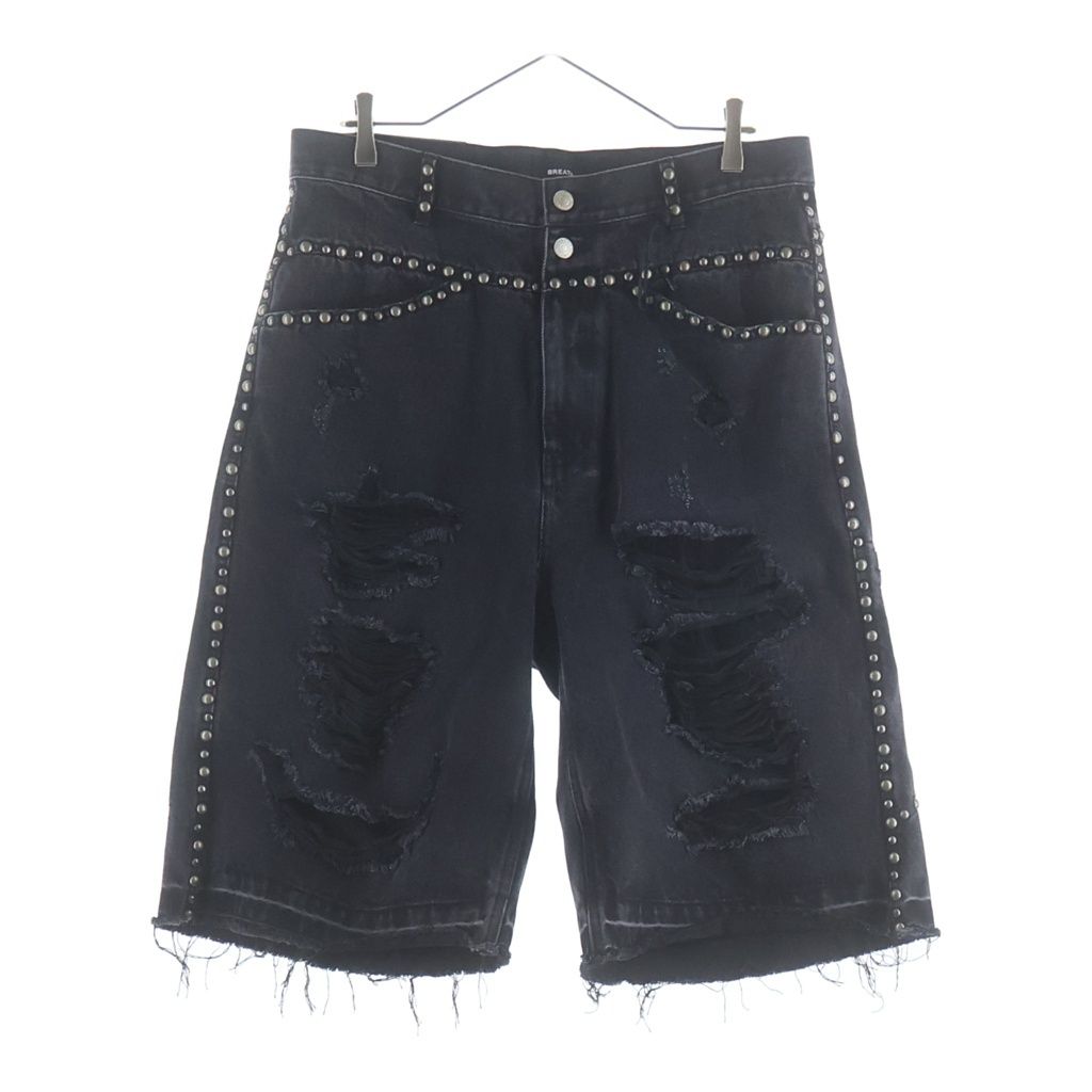BREATH (ブレス) 25SS Suicide Studs Denim Shorts スタッズ装飾 ダメージ加工 デニムハーフパンツ ショーツ ブラック BR25SS-P1013