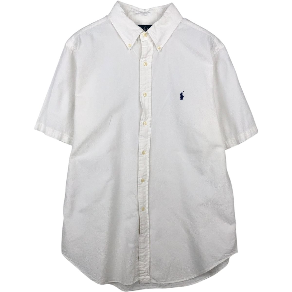 古着 ラルフローレン Ralph Lauren CLASSIC FIT シアサッカー 半袖 ボタンダウンシャツ メンズL相当/eaa641057
