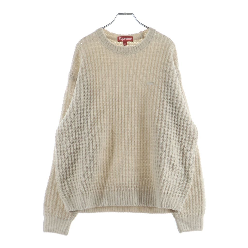 SUPREME (シュプリーム) 25AW small box waffle sweater クルーネック セーター ローゲージニット ベージュ