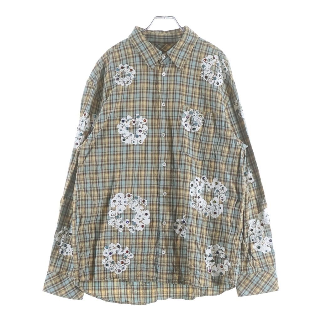 DENIM TEARS (デニムティアーズ) Cotton Wreath Western Button Up コットン 長袖チェックシャツ イエロー/ブルー