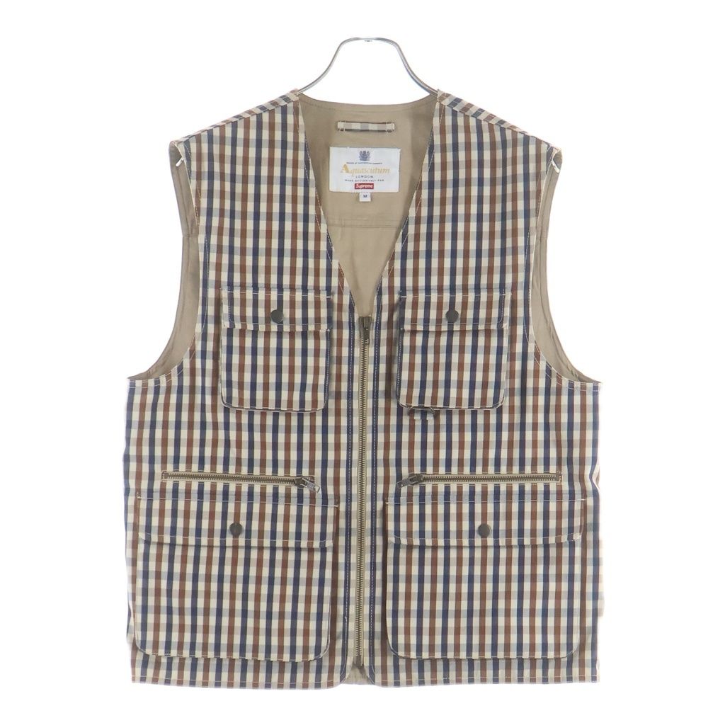 SUPREME (シュプリーム) 16AW ×Aquascutum Club Check Water Proof Utility Vest アクアスキュータム クラブチェック柄 防水ユーティリティベスト ベージュ
