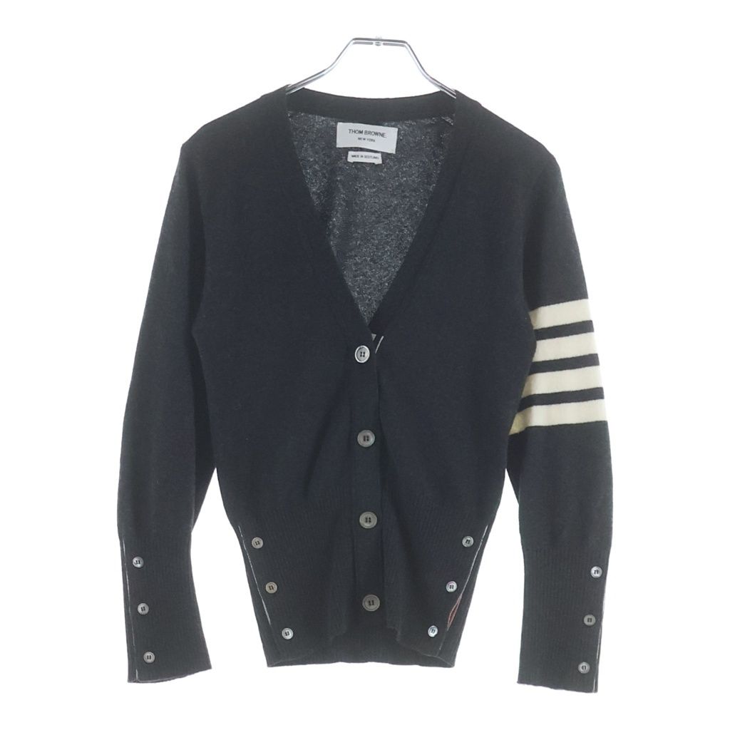 THOM BROWNE (トムブラウン) クラシック カシミヤ 4-BAR Vネック カーディガン レディース FKC001A-00011-025 グレー