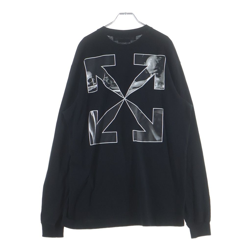 OFF-WHITE (オフホワイト) Caravaggio Arrow Print L/S Tee カラヴァッジョ クロスアローロゴプリント クルーネック長袖Tシャツカットソー ブラック OMAB064C99JER003