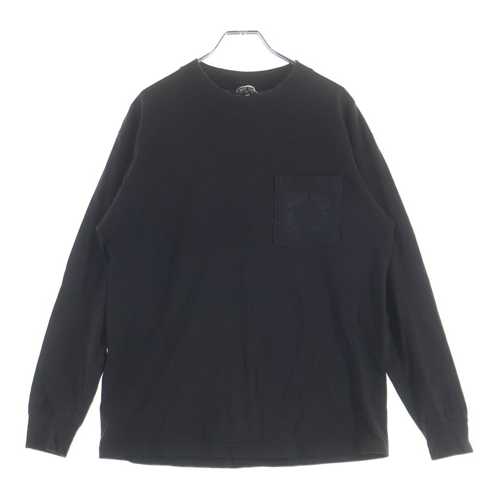 CHROME HEARTS (クロムハーツ) OLD CEMETERY CROSS L/S TEE オールド セメタリーロゴプリント クルーネック 長袖 Tシャツ カットソー ブラック