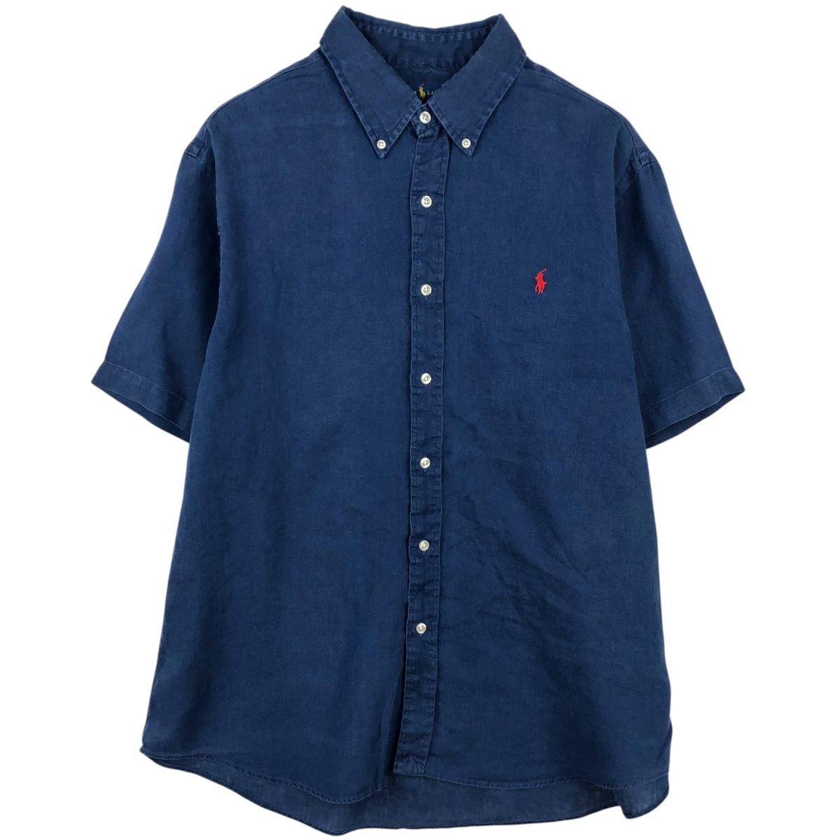 古着 ラルフローレン Ralph Lauren CLASSIC FIT 半袖 リネン ボタンダウンシャツ メンズXL相当/eaa639536