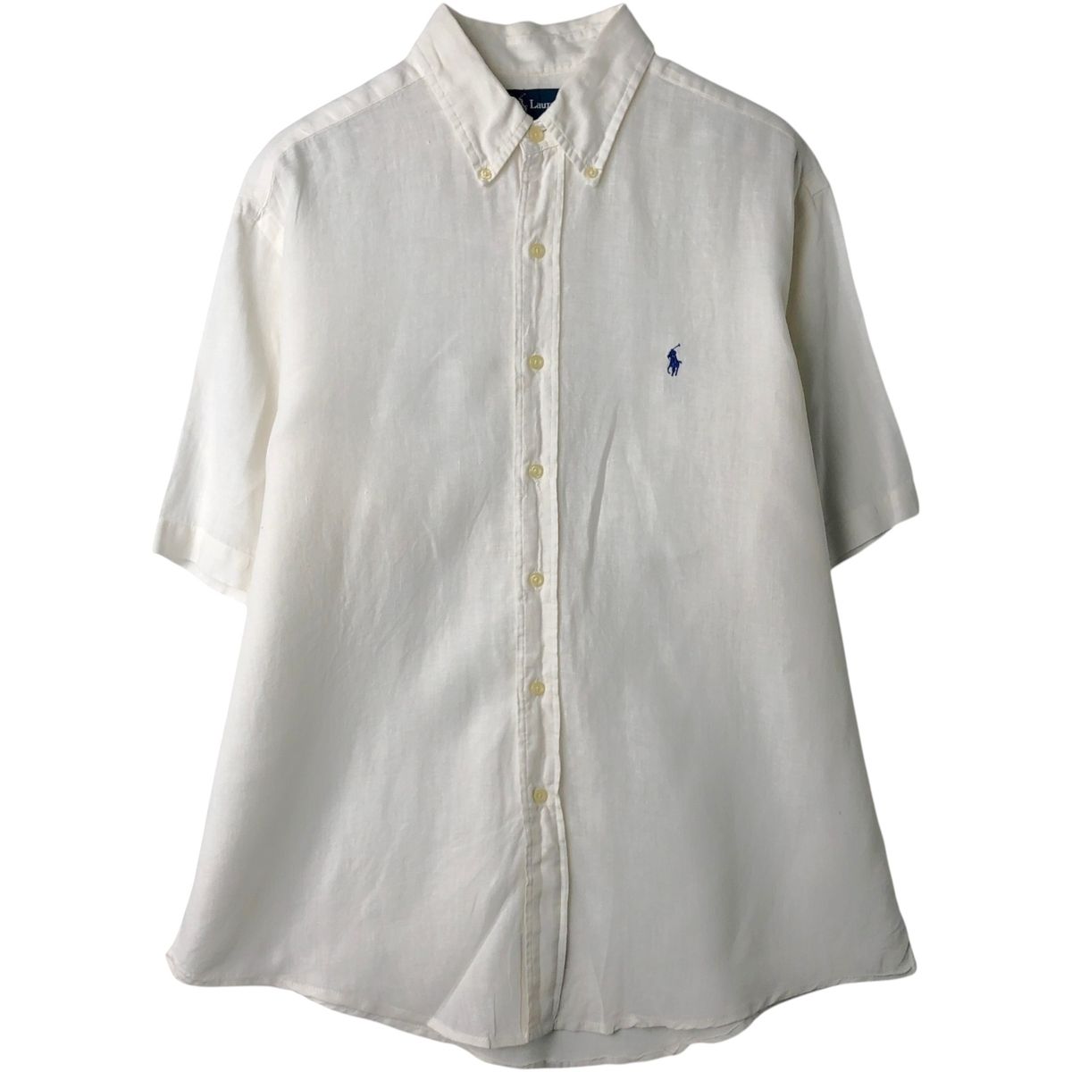 古着 ラルフローレン Ralph Lauren CLASSIC FIT 半袖 リネン ボタンダウンシャツ メンズL相当/eaa641283