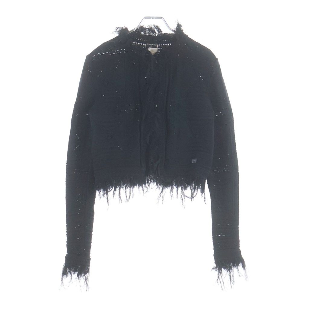 CHANEL (シャネル) 05SS カメリアボタン コットンニット カーディガン ブラック レディース P25854V01867