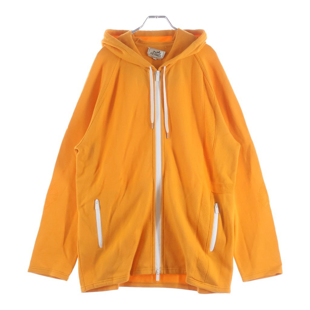 HERMES (エルメス) カシミヤ混 コットンニット ジップアップ パーカー オレンジ