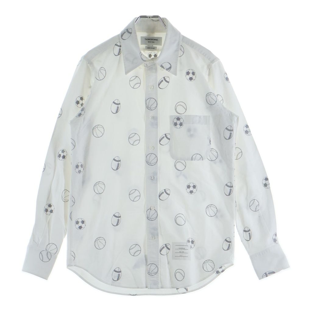 THOM BROWNE (トムブラウン) Shirt ロゴ刺繍 長袖シャツ ホワイト MWL272A-05035100