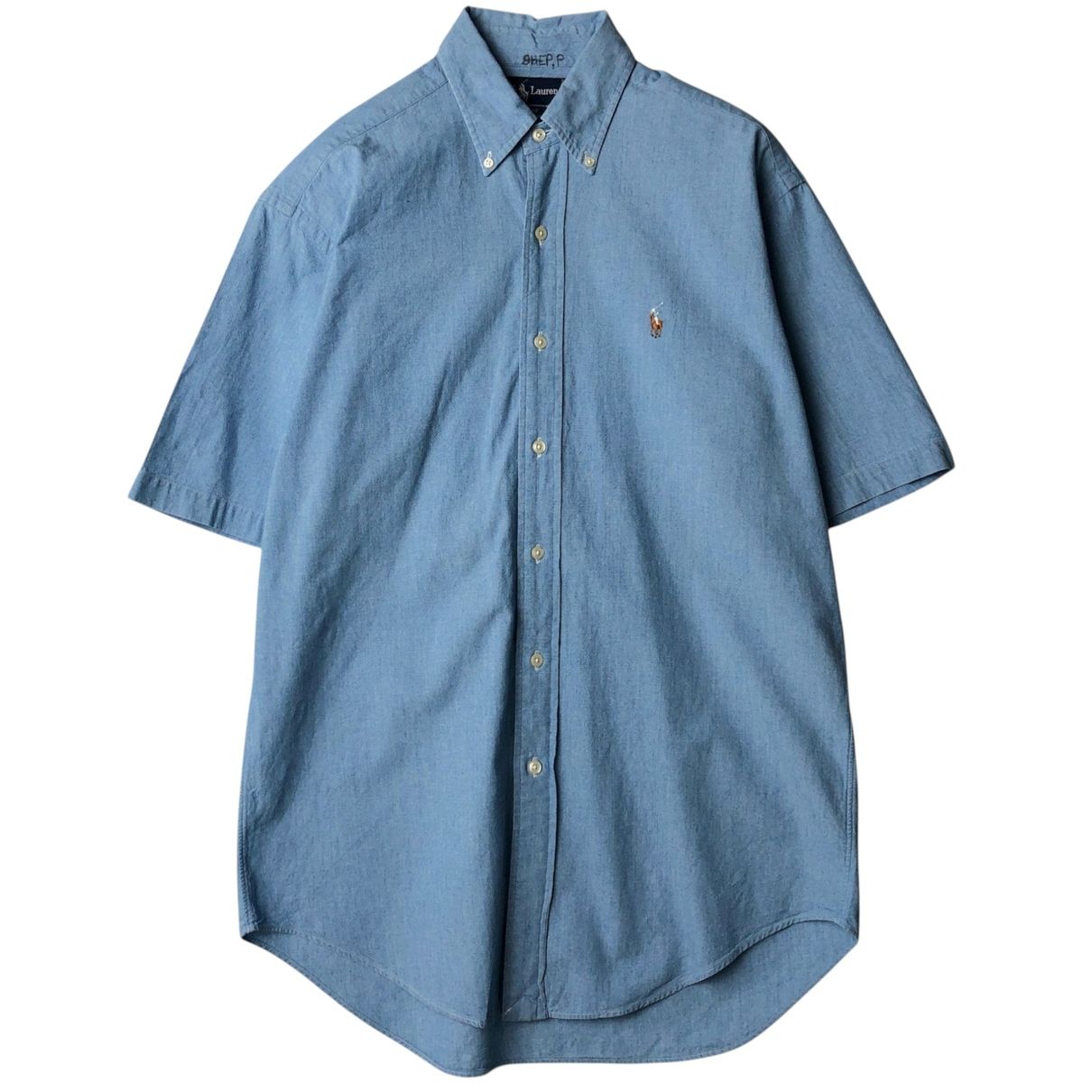古着 ラルフローレン Ralph Lauren BLAIRE 半袖 ボタンダウン シャンブレーシャツ メンズS相当/eaa636689