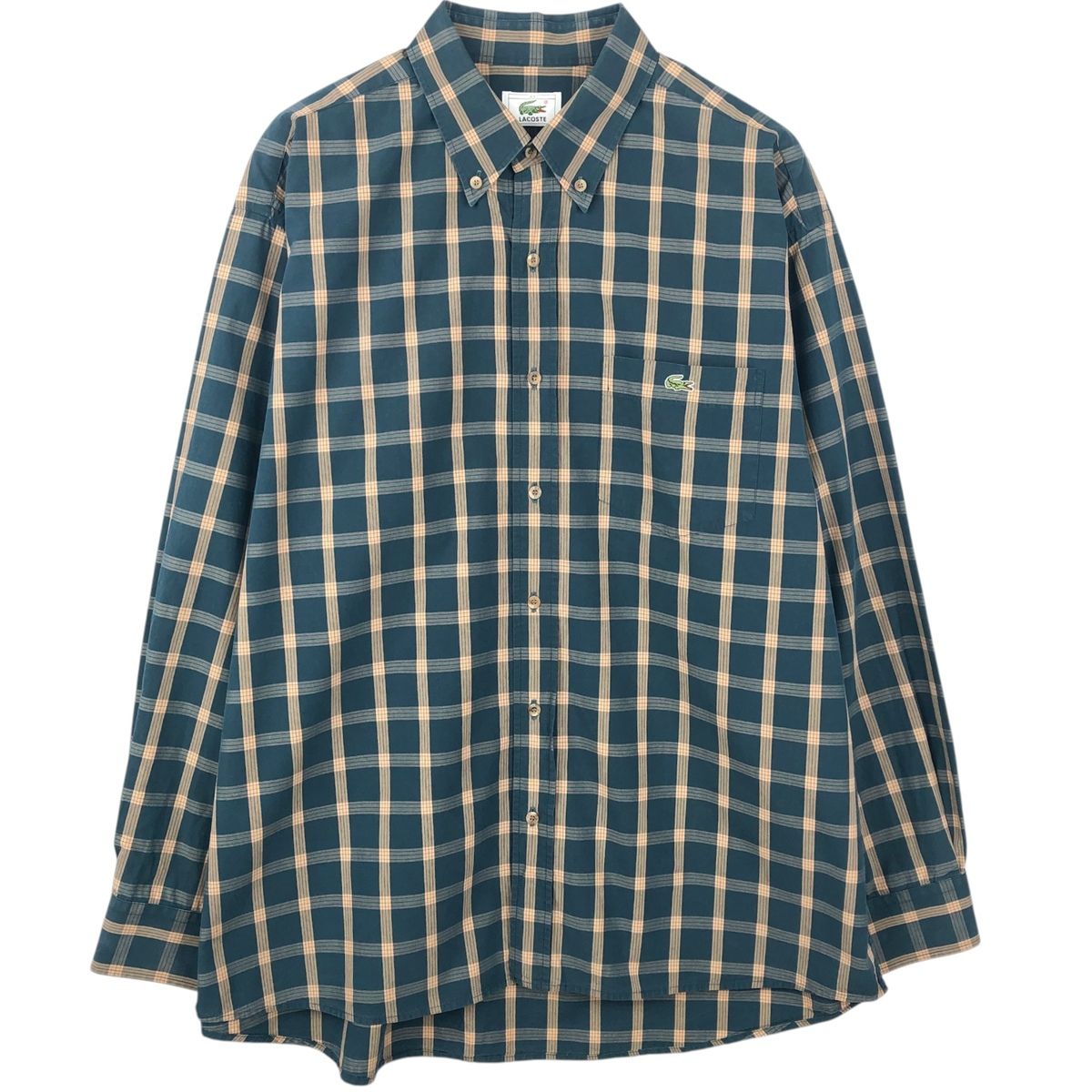古着 ラコステ LACOSTE 長袖 ボタンダウンチェックシャツ メンズXL相当/eaa637848