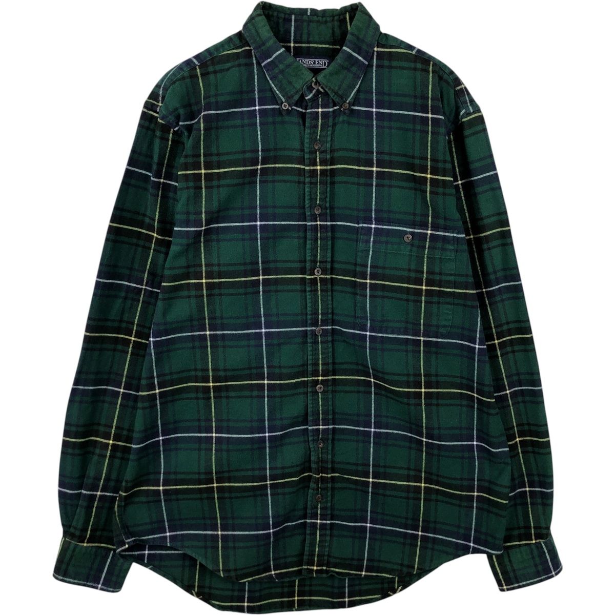古着 ランズエンド LANDS'END 長袖 ボタンダウン フランネルチェックシャツ メンズL相当/eaa637945