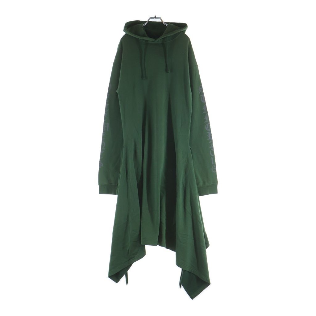 VETEMENTS ヴェトモン フード付きパーカー グリーン VETEMENTS (ヴェトモン) 16SS 袖ロゴプリント 変形 プルオーバーロング