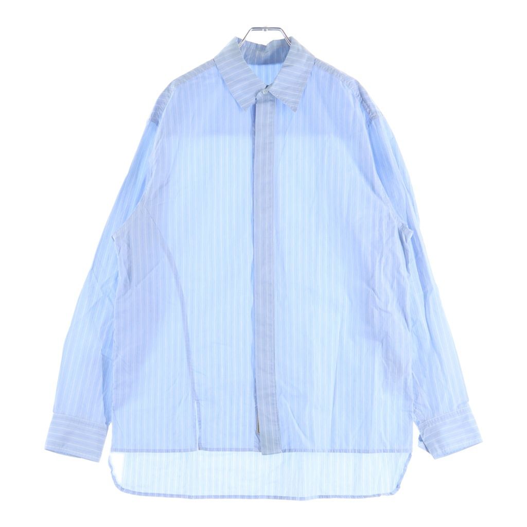 ADER ERROR (アーダーエラー) フロントフライ コットンストライプ 長袖シャツ BMADSSSH0103ST2 ブルー