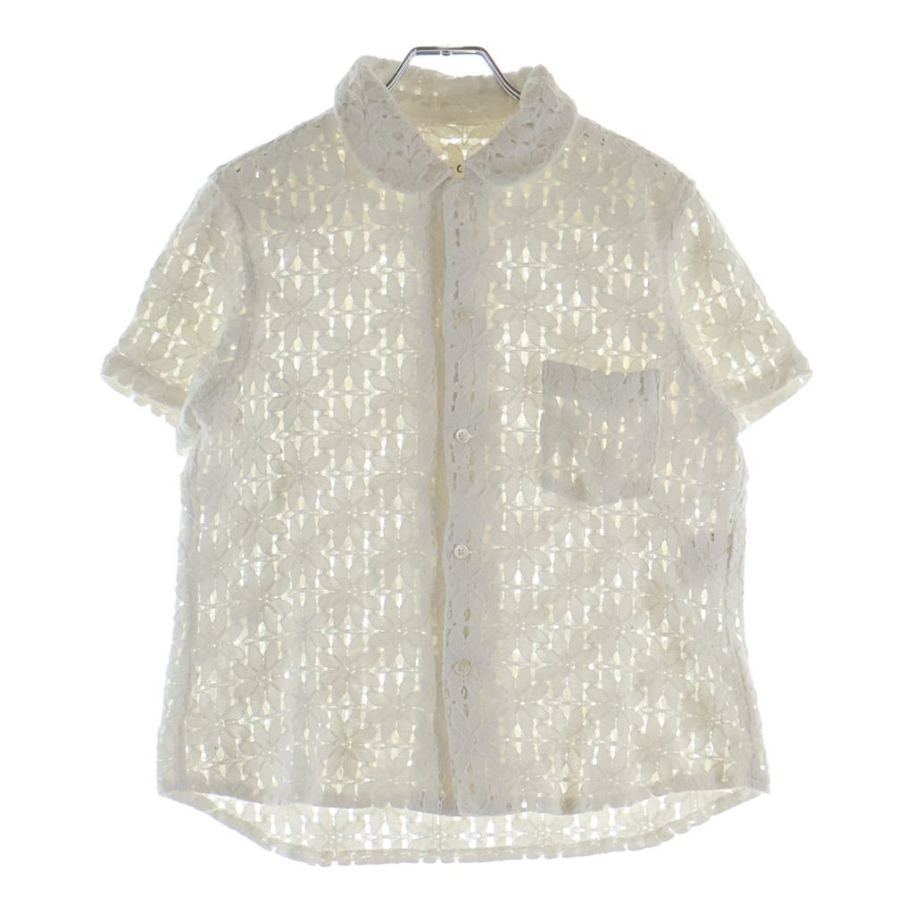 COMME des GARCONS (コムデギャルソン) 00SS 丸襟 花柄レース 半袖シャツ ホワイト レディース