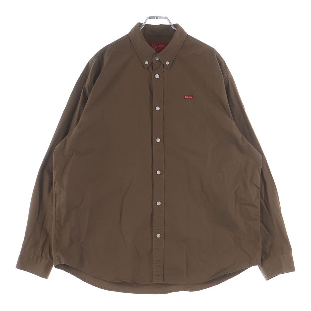 SUPREME (シュプリーム) 22SS Small Box Shirt スモール ボックスロゴ ロングスリーブ コットンシャツ ブラウン