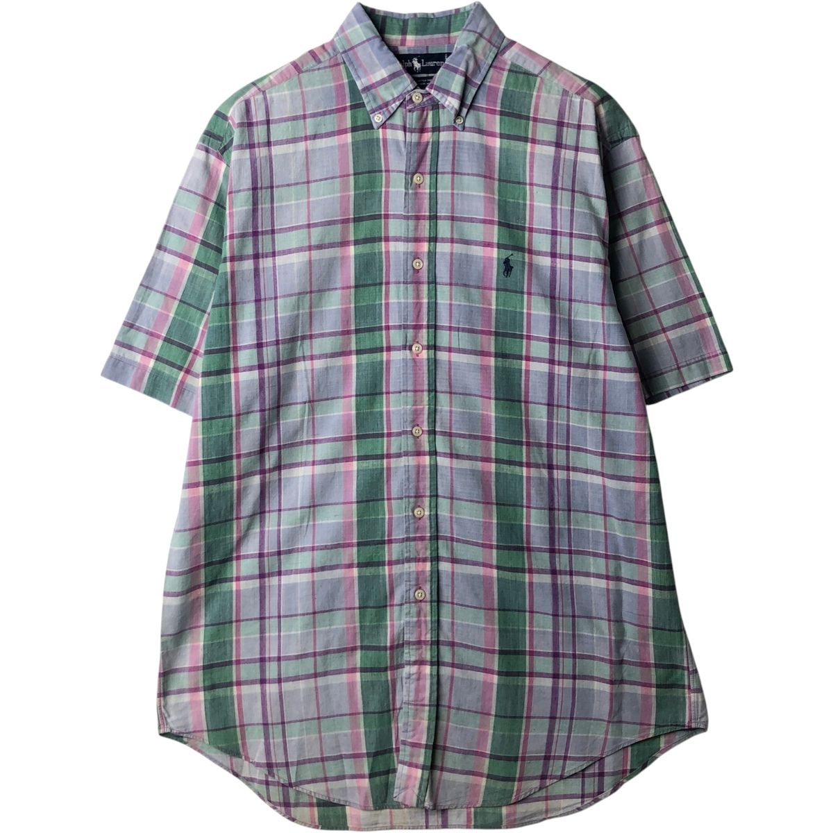 古着 00年代 ラルフローレン Ralph Lauren マドラスチェック 半袖 ボタンダウン チェックシャツ メンズM相当/eaa643917
