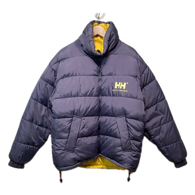 【中古】　HELLY HANSEN　ダウンジャケット　90s vintage　90年代　ナイロンジャンパー　アウター　リバーシブル　ワンポイント　ブランドロゴ　刺しゅう　アウトドア　古着　/1152