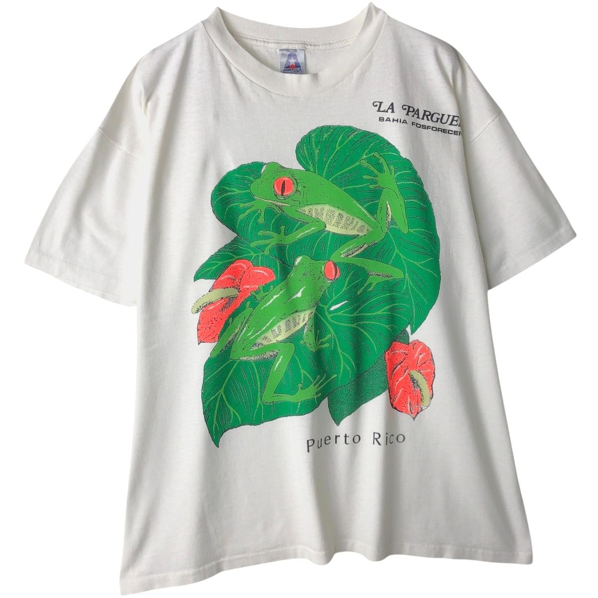 古着 80年代 AMERIA カエル柄 アニマルTシャツ USA製 メンズXL相当/eaa641715