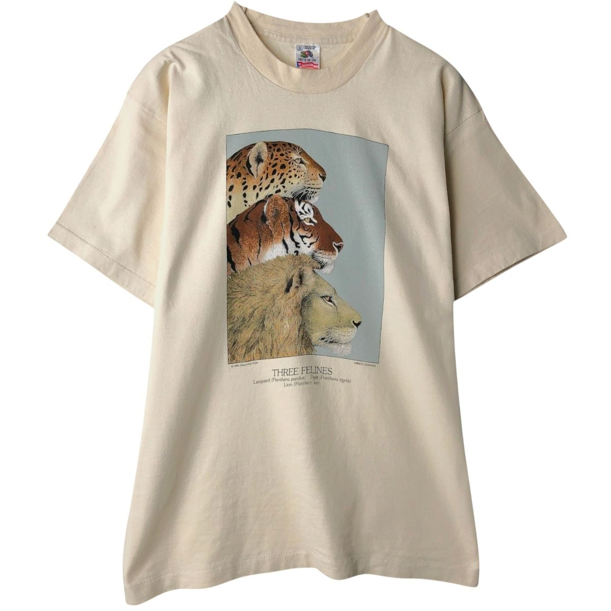 古着 90年代 フルーツオブザルーム FRUIT OF THE LOOM 虎柄 タイガー柄 アニマルTシャツ USA製 メンズL相当 ヴィンテージ/eaa641728