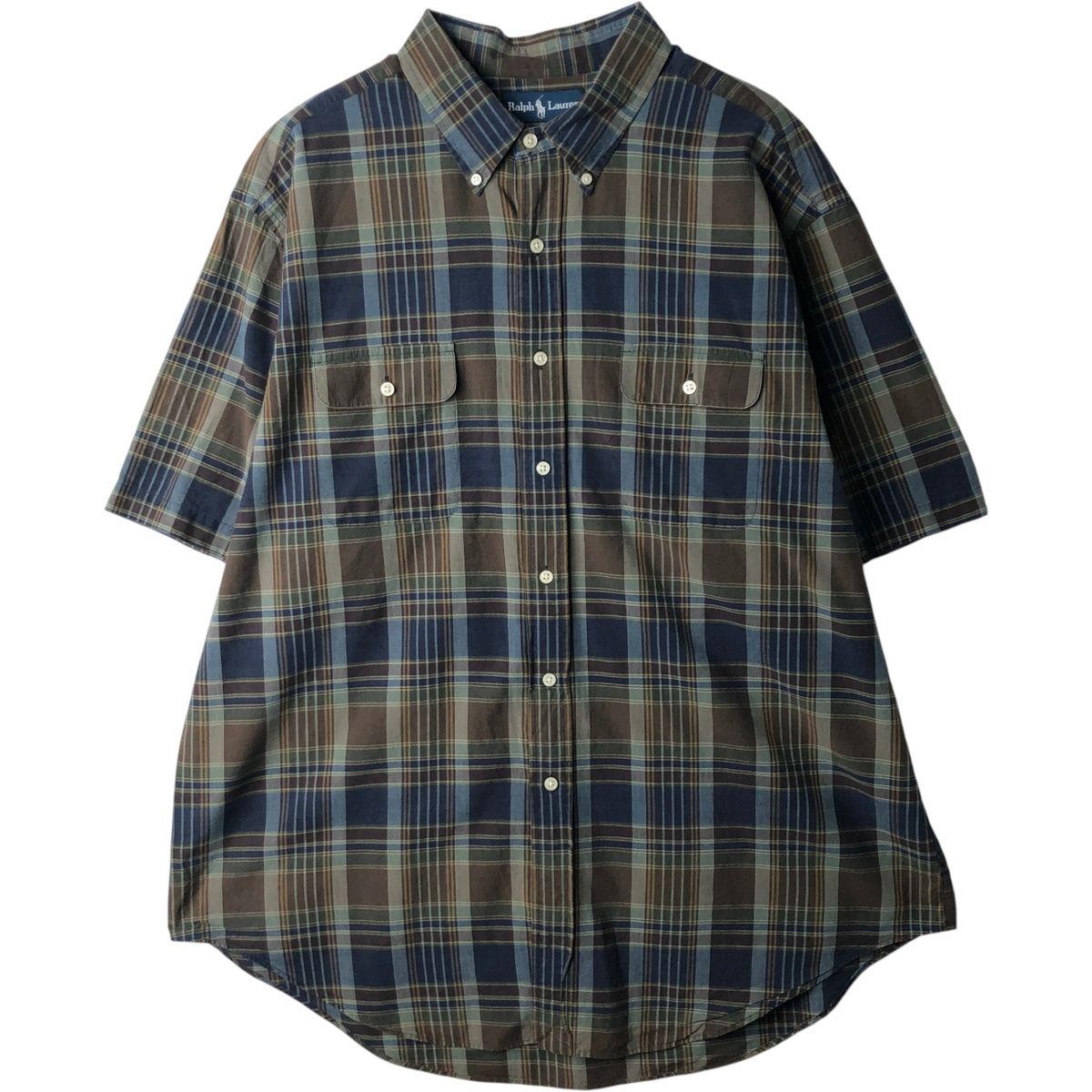 古着 00年代 ラルフローレン Ralph Lauren CLASSIC FIT 半袖 ボタンダウン チェックシャツ メンズXXL相当/eaa643943