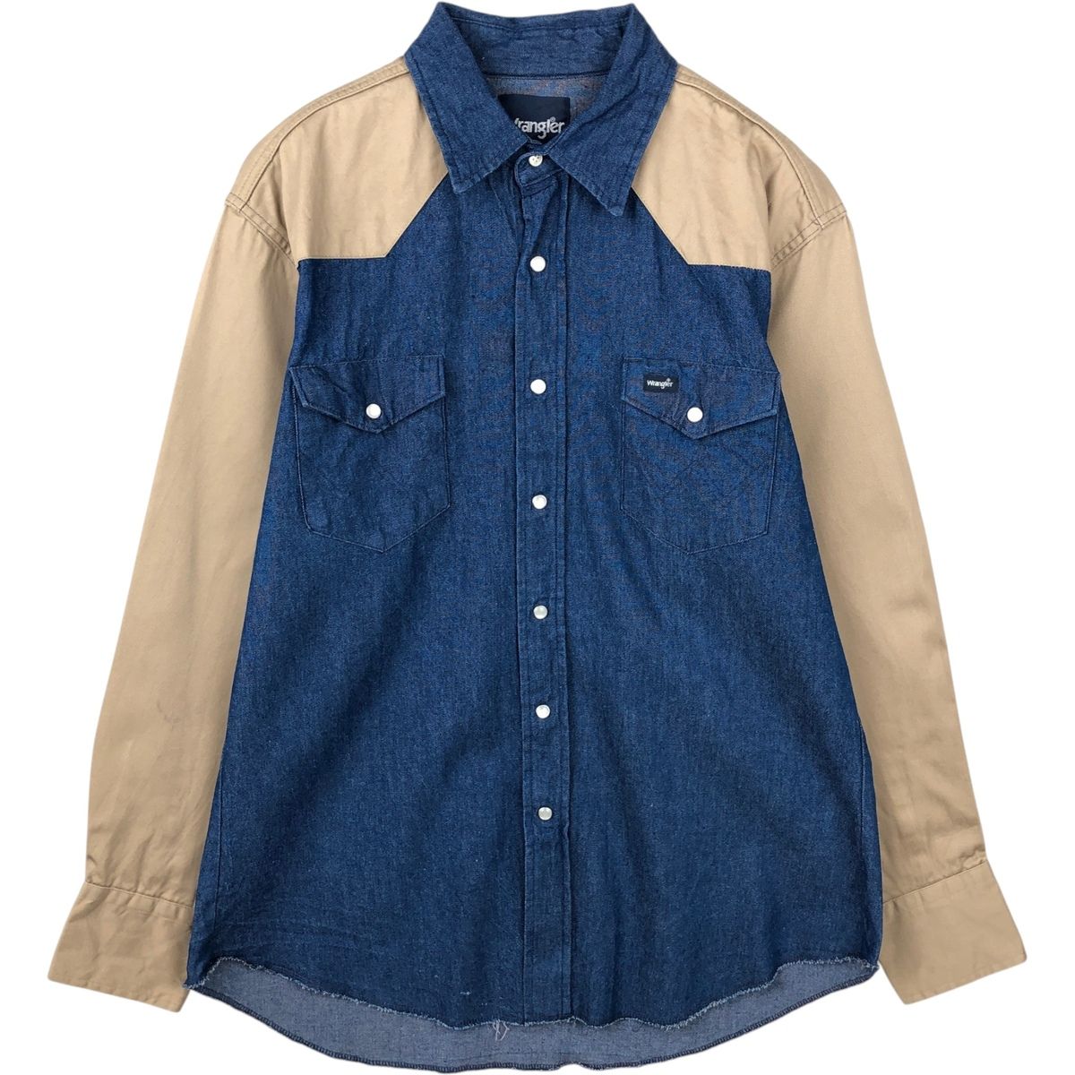 古着 90年代 ラングラー Wrangler 長袖 デニムウエスタンシャツ メンズL相当 ヴィンテージ/eaa643307