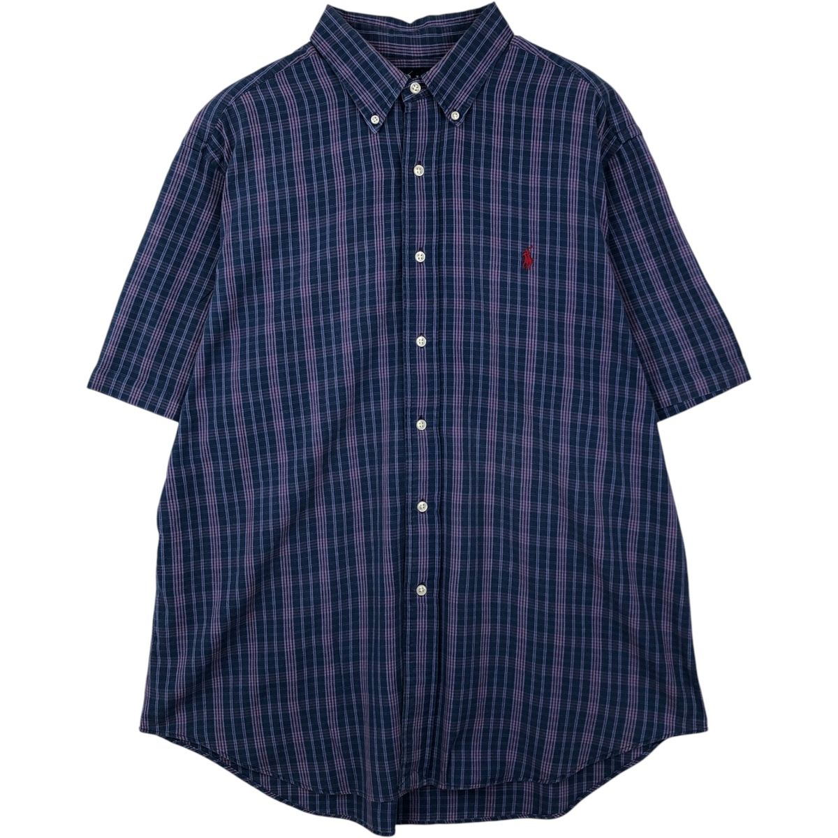 古着 ラルフローレン Ralph Lauren CLASSIC FIT 半袖 ボタンダウン チェックシャツ メンズXL相当/eaa477575