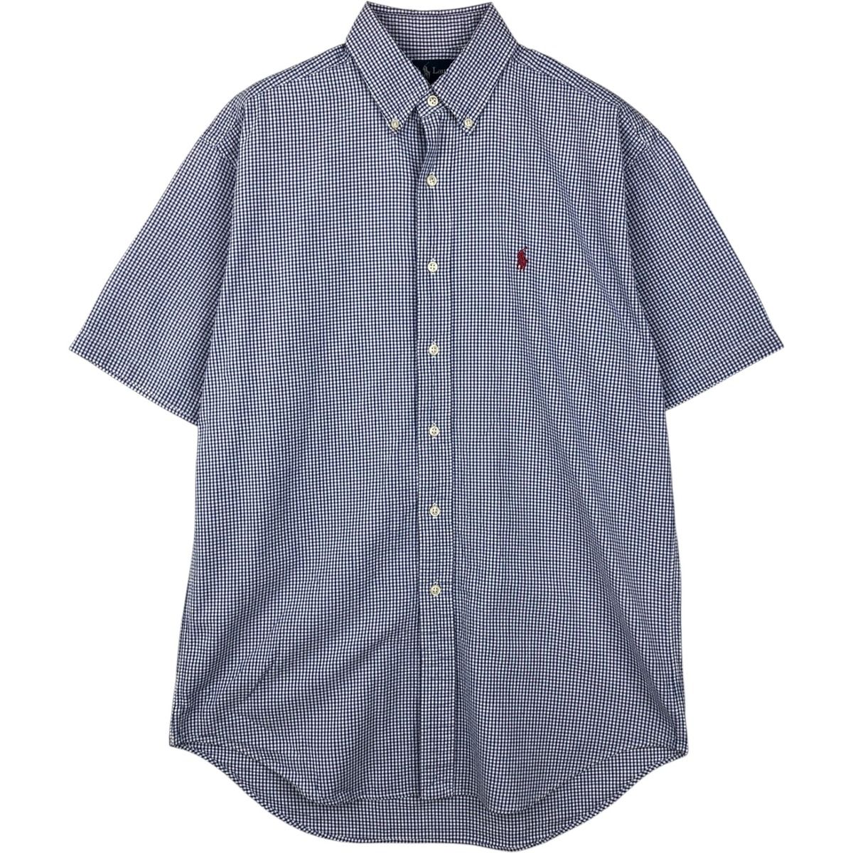 古着 ラルフローレン Ralph Lauren BLAKE ギンガムチェック シアサッカー 半袖 ボタンダウン チェックシャツ メンズS相当/eaa478032