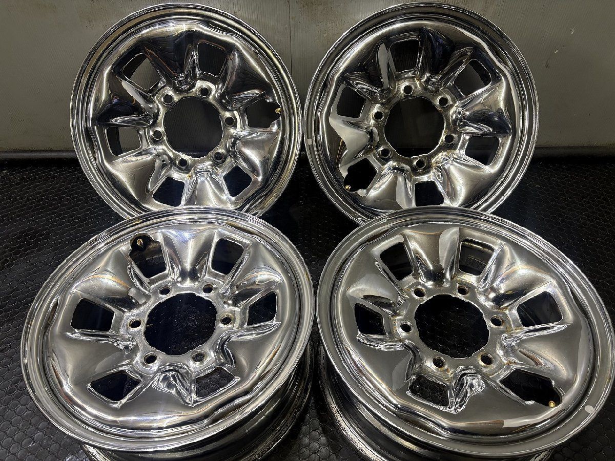 【希少】TOYOTA トヨタ 100系ハイエース 純正スチールホイール メッキ鉄ホイール 15インチ 4本 6J6HPCD139.7+30　(VHE625)