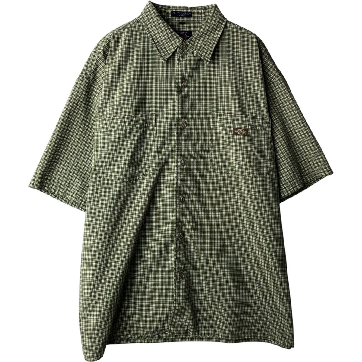 古着 ディッキーズ Dickies チェック柄 半袖 ワークシャツ ボックスシャツ メンズXL相当/eaa632741