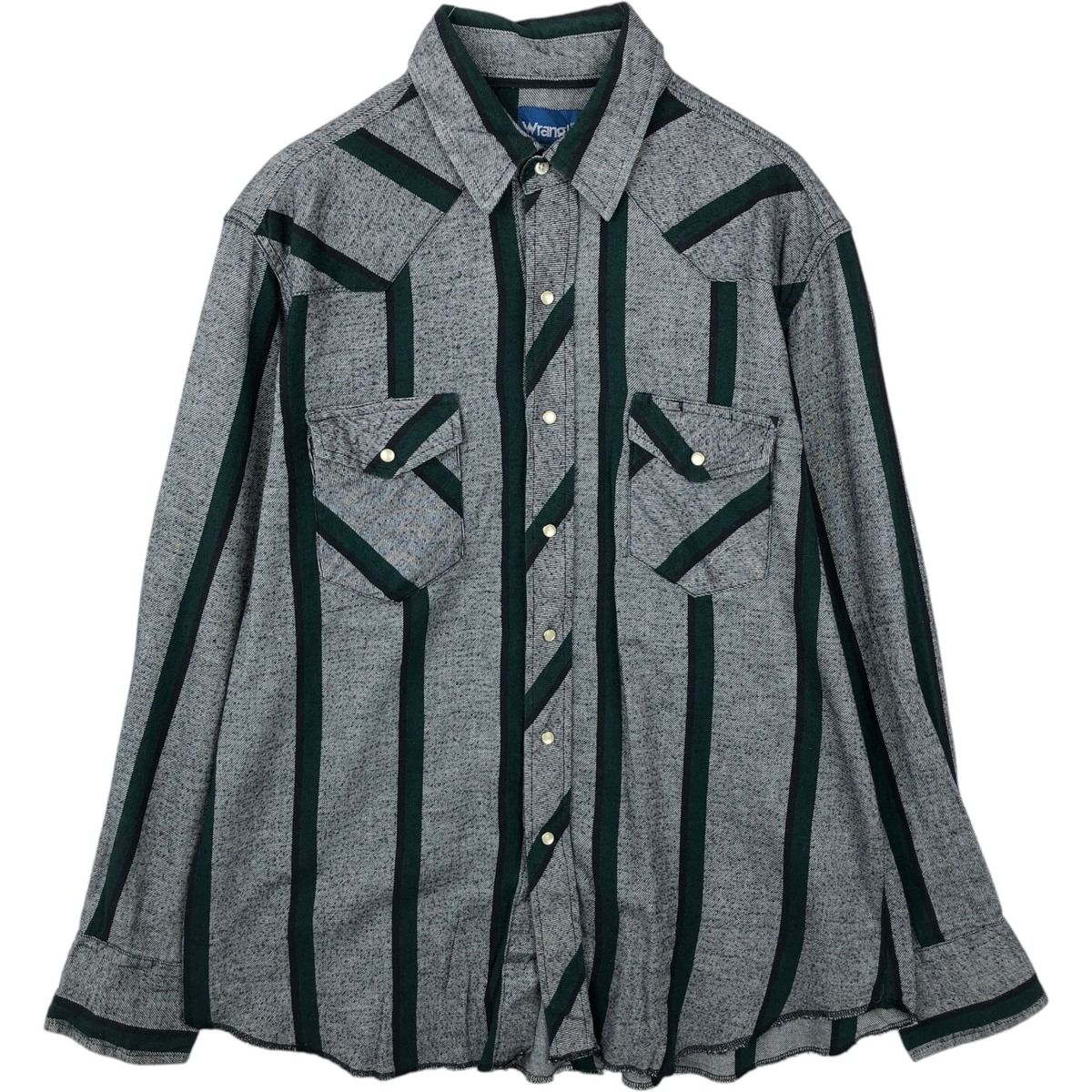 古着 ラングラー Wrangler ストライプ柄 ウエスタンネルシャツ メンズL相当/eaa643301