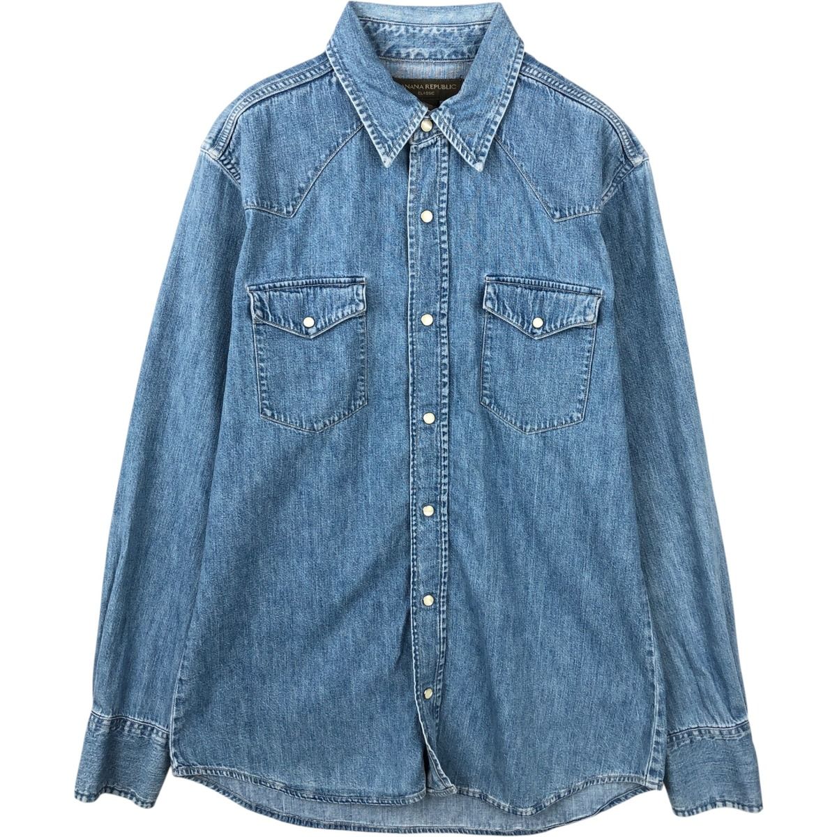 古着 00年代 バナナリパブリック BANANA REPUBLIC 長袖 デニムウエスタンシャツ メンズM相当/eaa643303