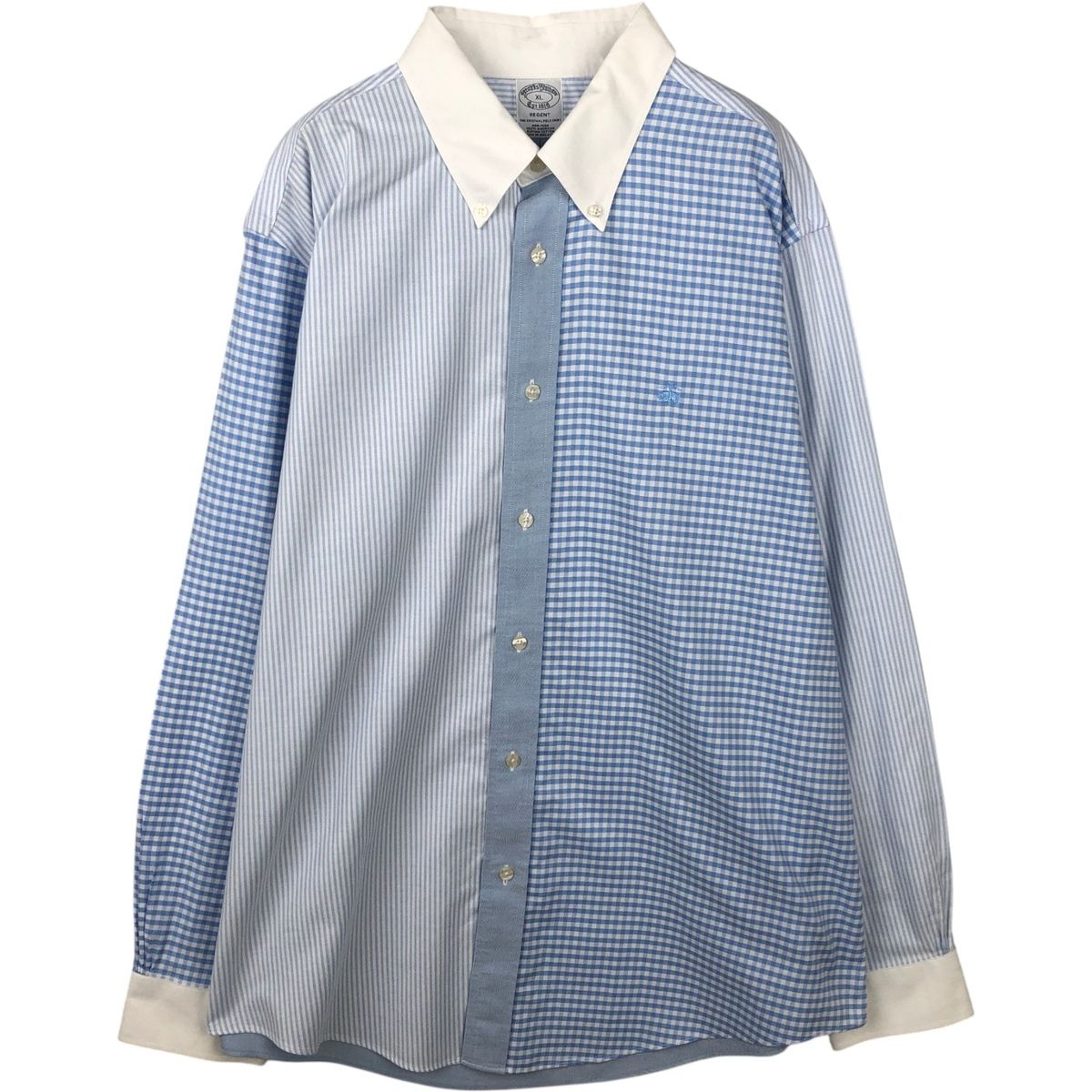 古着 ブルックスブラザーズ Brooks Brothers Est.1818 REGENT クレイジーパターン チェック柄 ストライプ柄 長袖/eaa642897
