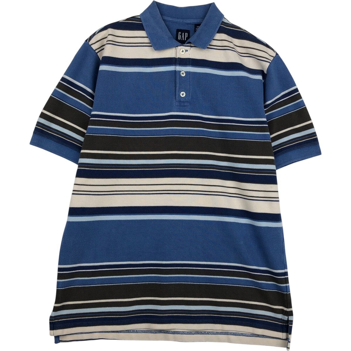 古着 90年代 ギャップ GAP オールドギャップ マルチボーダー 半袖 ボーダー ポロシャツ メンズM相当 ヴィンテージ/eaa644229