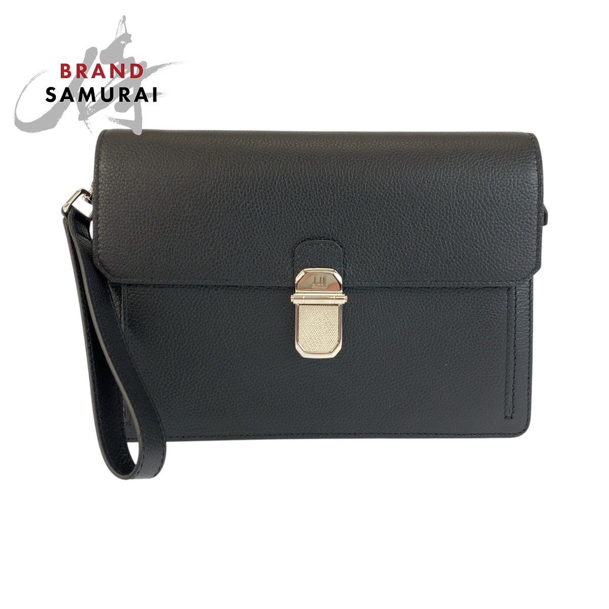 美品 Dunhill ダンヒル ブラック 黒 シルバー金具 レザー クラッチバッグ セカンドバッグ メンズ 602196【中古】