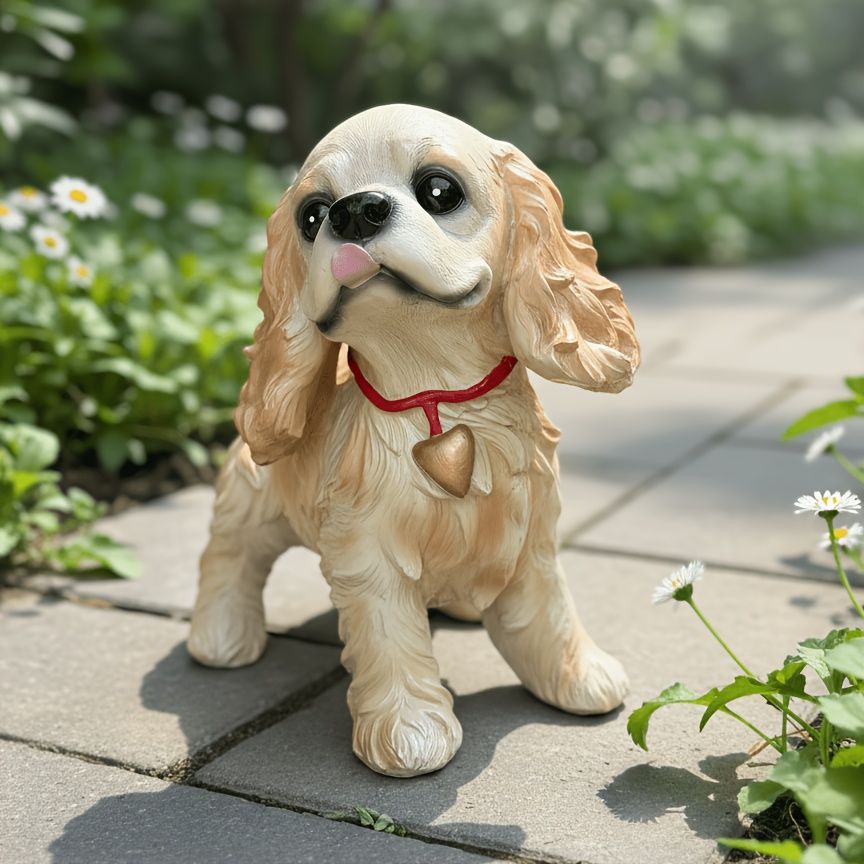 置物 オブジェ ガーデンオーナメント 可愛いイヌ いぬ 犬 ハートの首輪をしている犬 屋外 屋内 室内 インテリア 玄関 リビング ダイニング 装飾 庭 ガーデニング 装飾 ガーデン 可愛い ギフト インテリア用品 贈り物 雑貨 樹脂