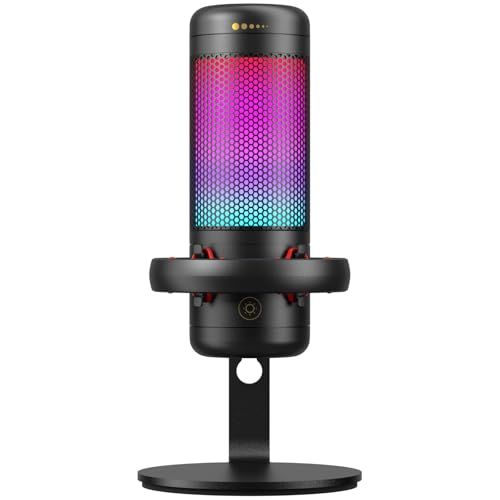 TONOR TC320ゲーミングマイク、RGB/Gainコントロール付きのUSBマイク、ストリーミング、ポッドキャスト、録音、Twitch/YouTube/Discord用、Mac/PS4/PS5/NSでのスタンド付きのコンデンサーコンピュー d410bb1a