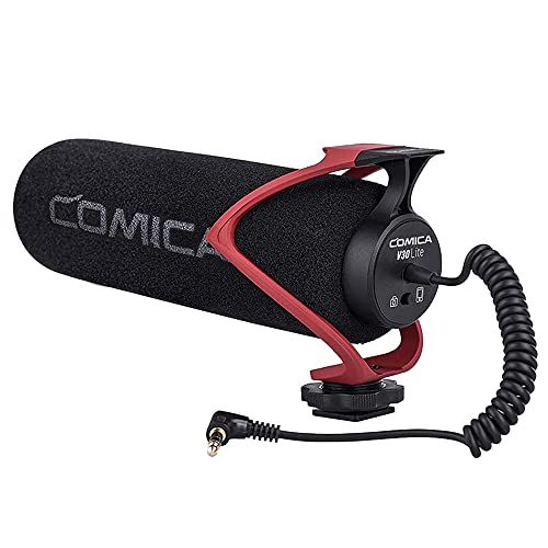 COMICA 外付けマイク V30 LITE【TRS/TRRSワンタッチ切替】ガンマイク 高性能 スマホ＆一眼レフカメラビデオ SONY/Nikon/Canon/iPhoneなど対応(赤) 国内発送 fe2814cc