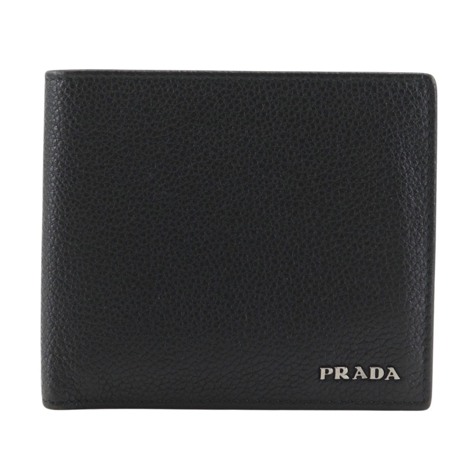【PRADA】プラダ 2つ折り 2MO513 レザー NERO 黒 メンズ 札入れ