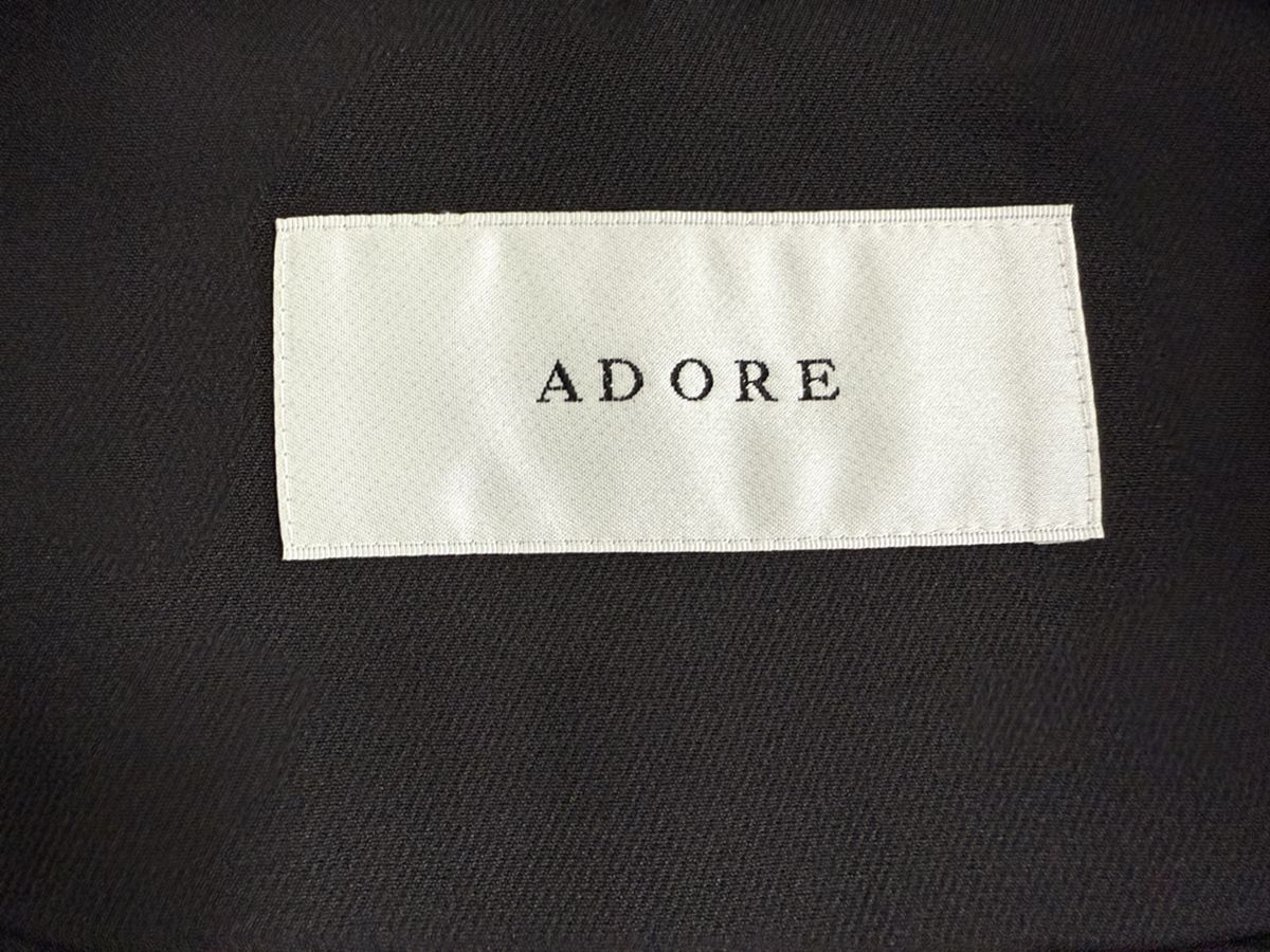 美品】ADORE アドーア ノーカラーコート ブラック 38 M相当 ADORE