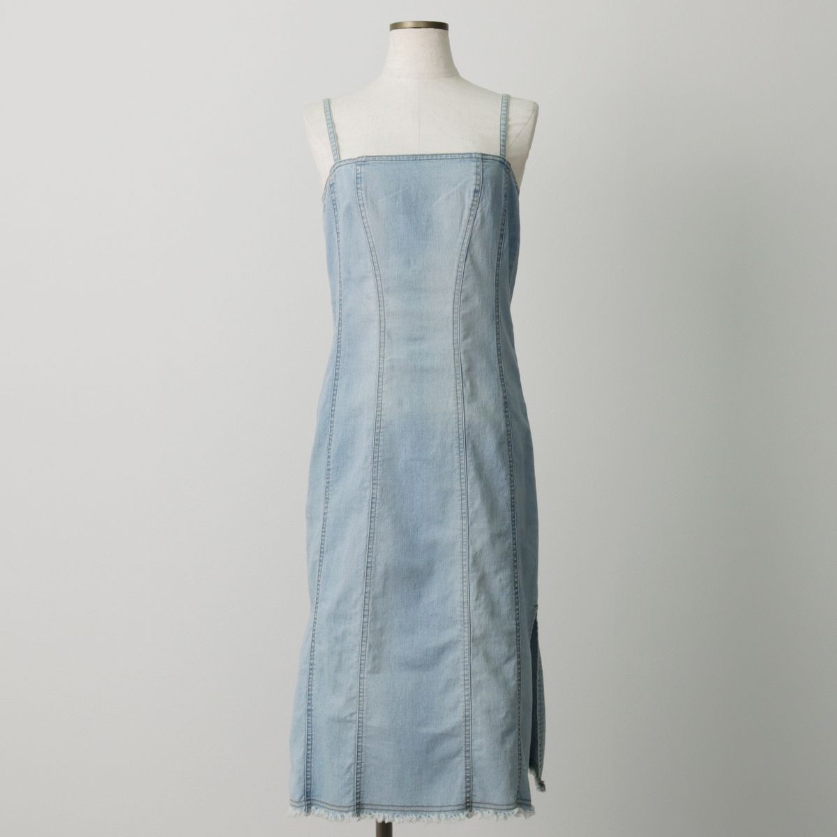古着 VERO MODA jeanswear レースアップ ミモレ丈 デニムワンピース キャミソールワンピース レディースM相当/eaa618939