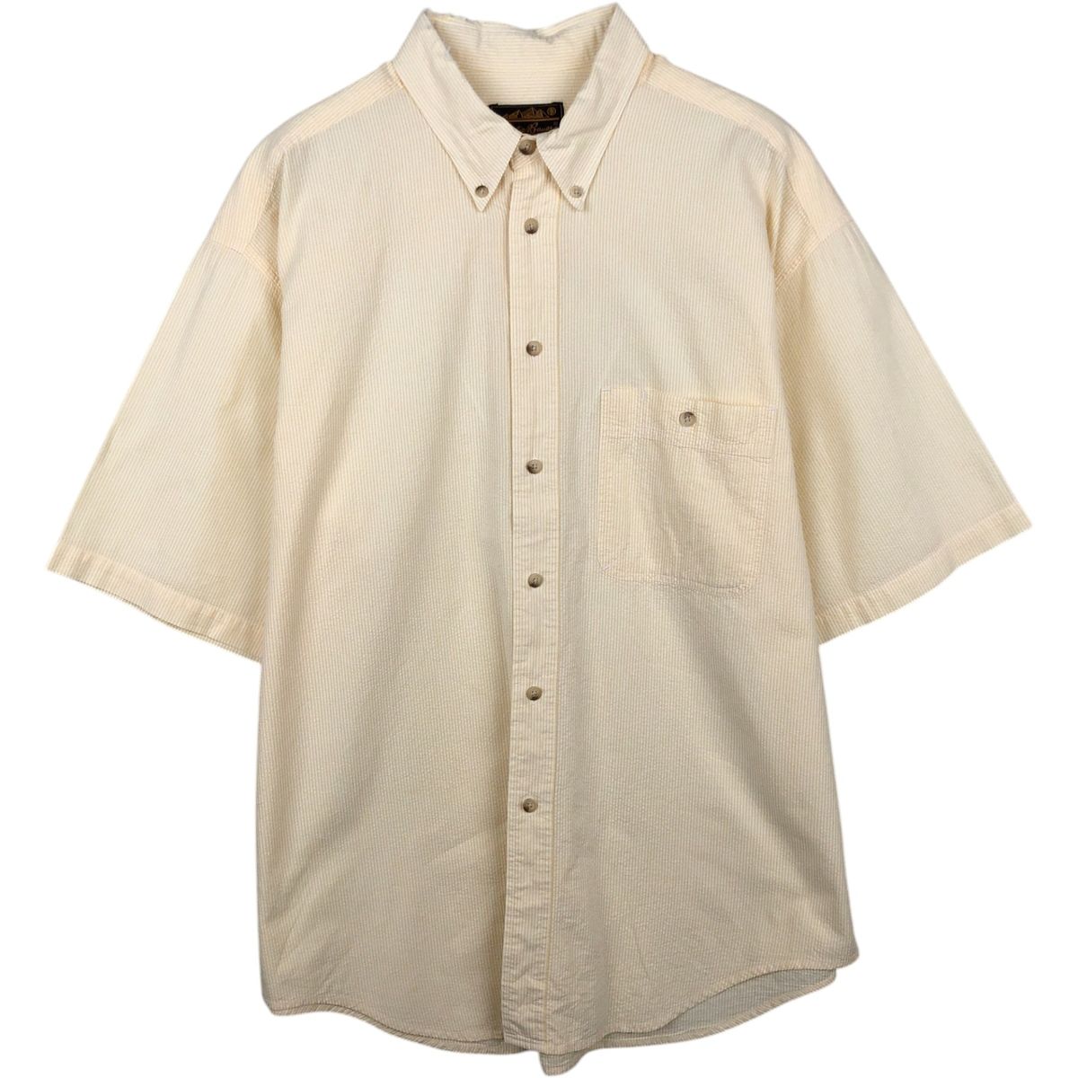 古着 80~90年代 エディーバウアー Eddie Bauer 黒タグ ストライプ柄 シアサッカー 半袖 ボタンダウン ストライプシャツ/eaa641417
