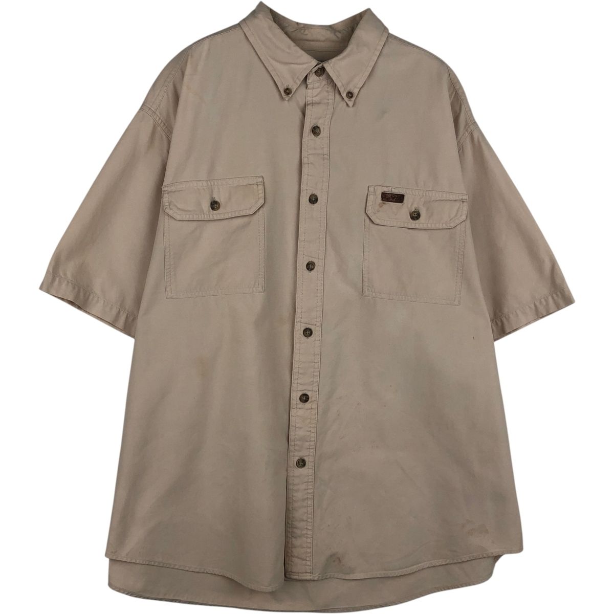 古着 カーハート Carhartt 無地 ボタンダウン フラップポケット 半袖 ワークシャツ メンズXL相当/eaa641209