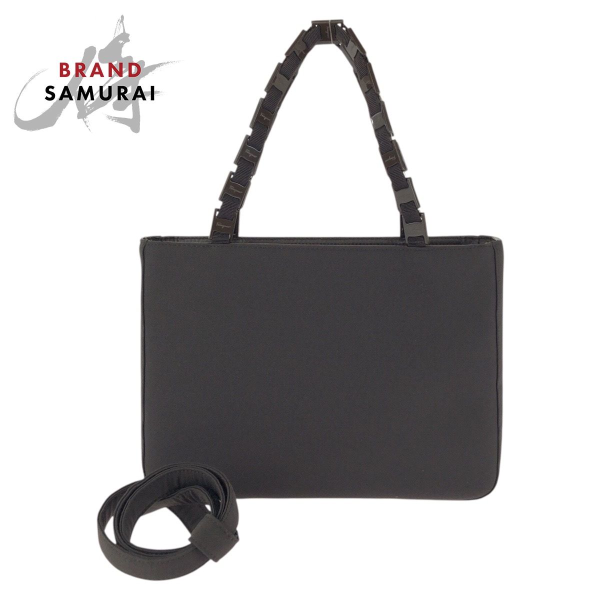 美品 Salvatore Ferragamo サルヴァトーレフェラガモ ヴァラチェーン ブラウン ナイロン ハンドバッグ ショルダーバッグ 602198【中古】