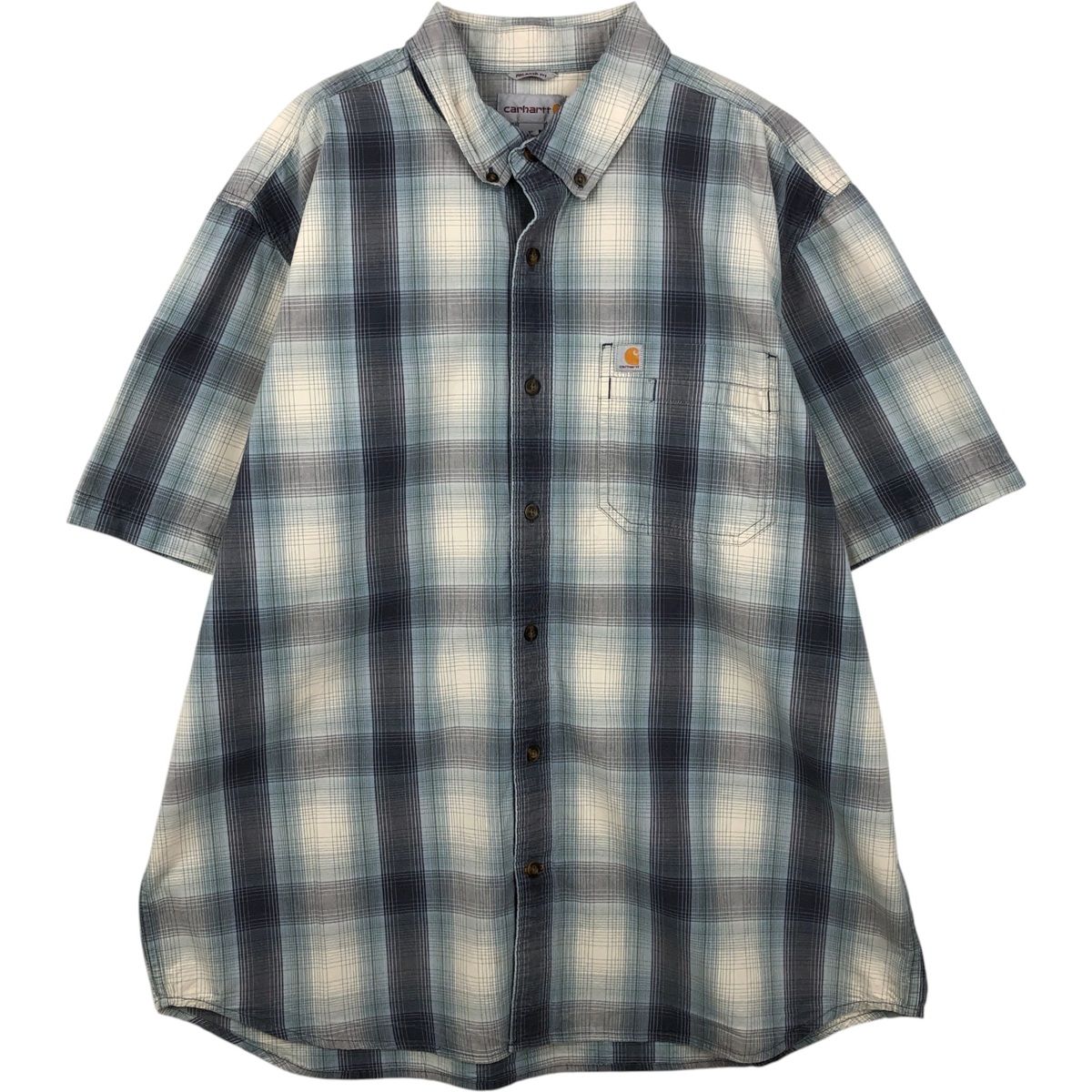 古着 カーハート Carhartt RELAXED FIT チェック柄 ボタンダウン 半袖 ワークシャツ メンズXL相当/eaa641650