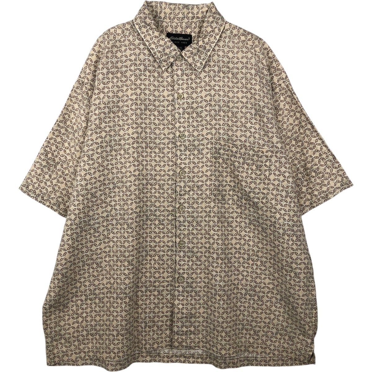 古着 ~00年代 エディーバウアー Eddie Bauer 総柄 半袖 リネン×コットンシャツ ボックスシャツ メンズXL相当/eaa641495